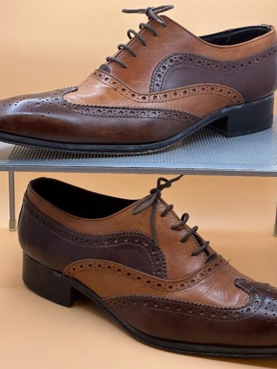 Share *EUC* DUCA Men’s Oxford Shoe Brown & Tan Leather Lace Up Size 44 US 10.5